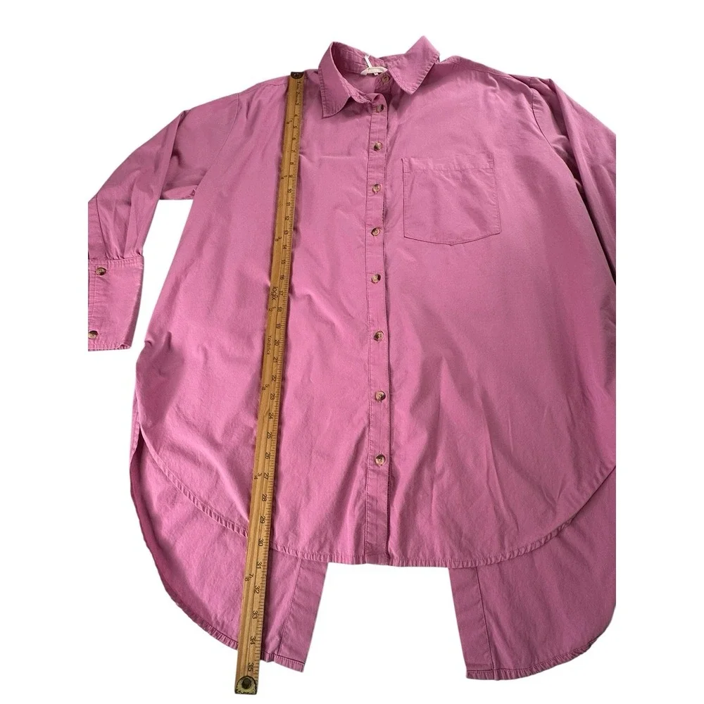 Free People Oversized Button Down Pink Open‎ Tie Back Shirt Size Small